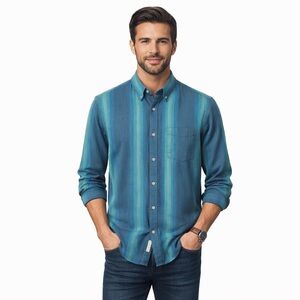 Calvin Klein Men’s Slim Fit Button Down Dress Shirt Medium Cotton 15 Neck